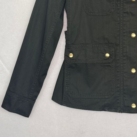 NWT J.Crew Womens Field Jacket Army Green Resin Coated Utility Streetwear Sz S - Picture 5 of 9